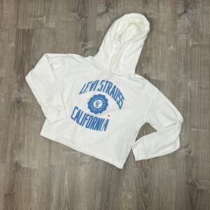 Levi's Women's Sam Cropped Hoodie White Sweatshirt - Size Small - NWT